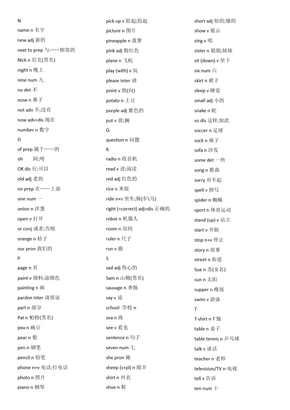 剑桥少儿英语13级词汇表_第3页