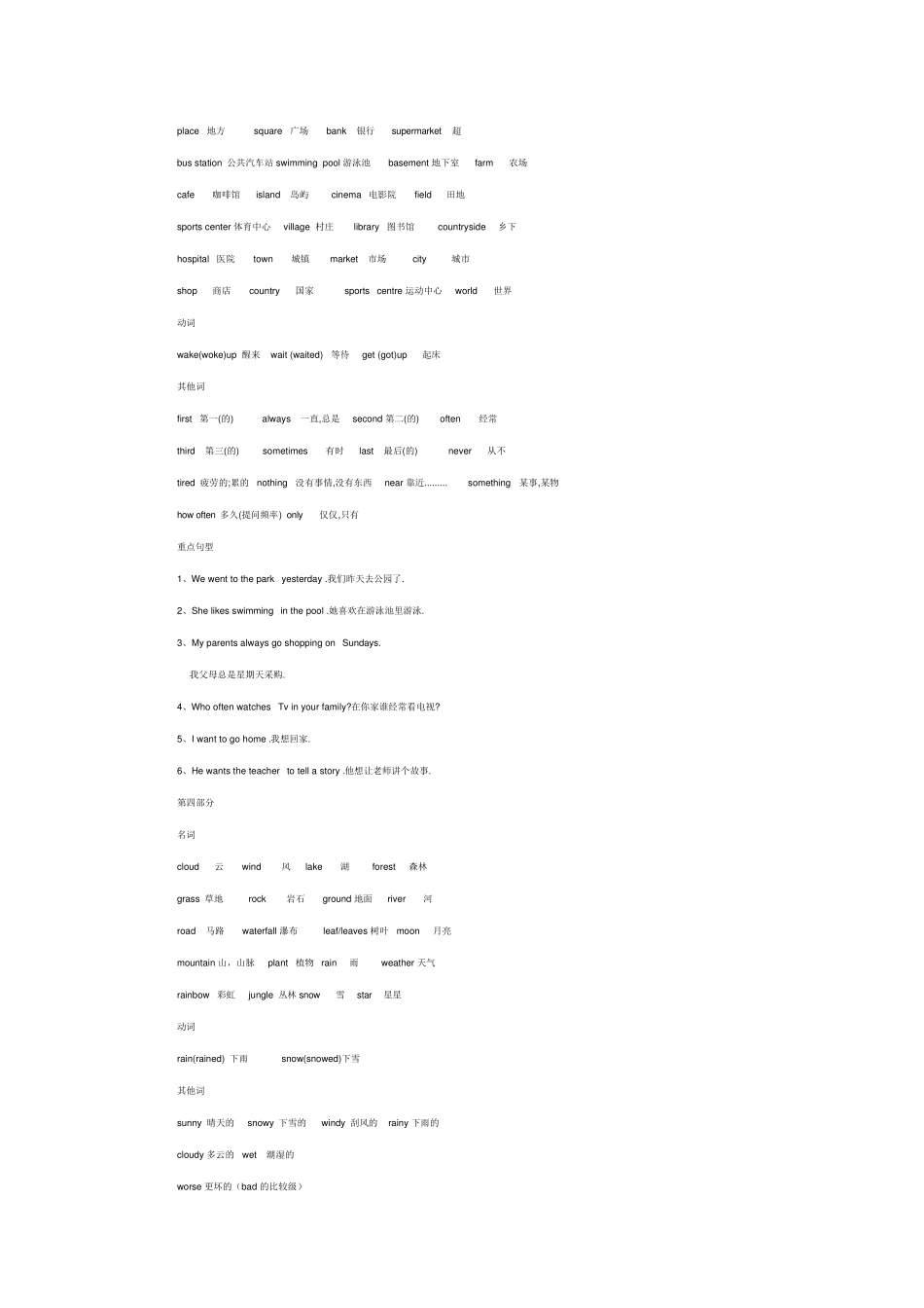 剑桥少儿英语二级(重点单词、句型)九天轻松复习_第3页