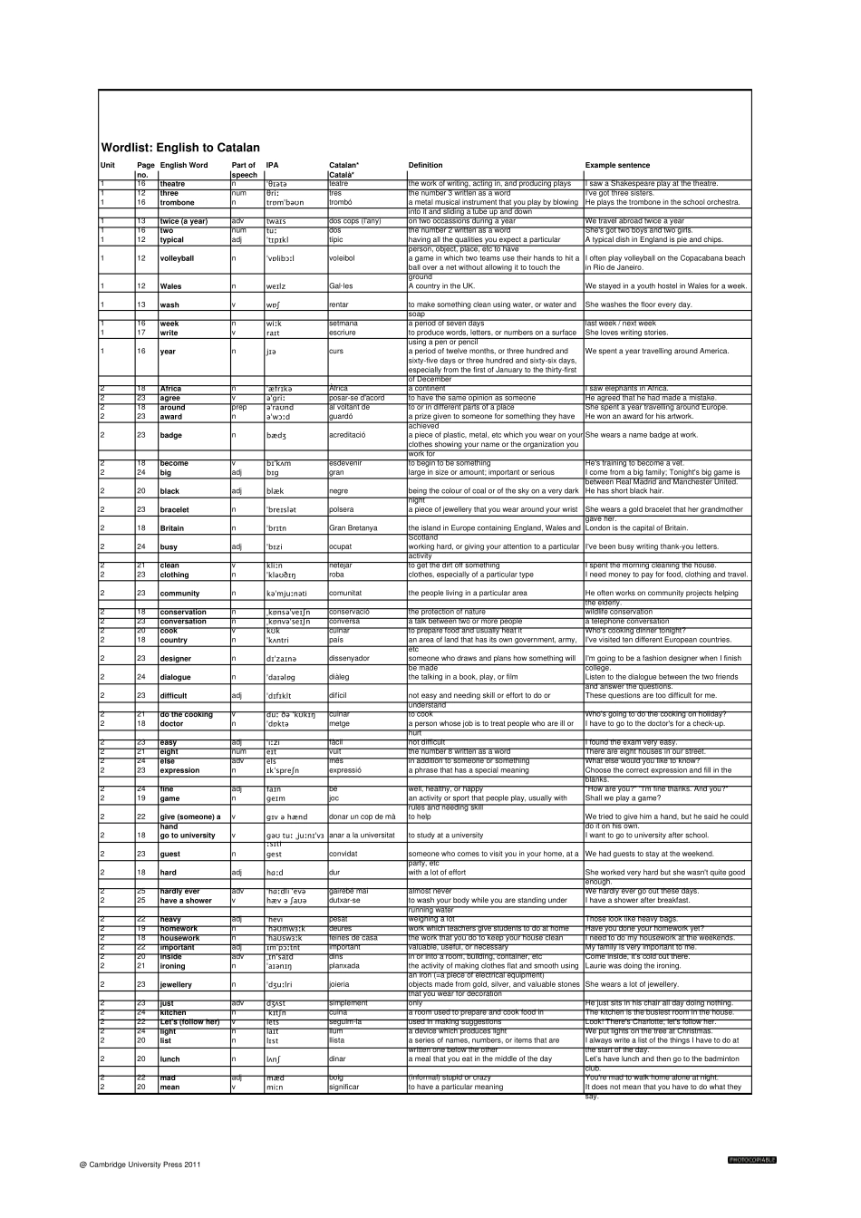 剑桥英语青少版第一册单词EnglishinmindSecondEditionLevel1_第3页