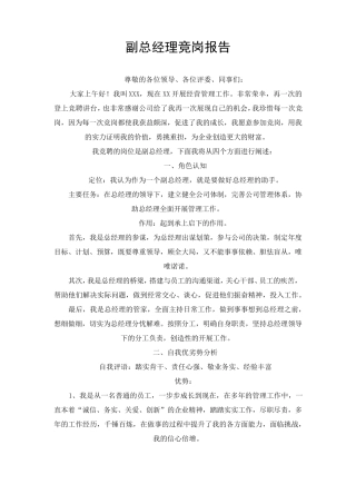 副总经理竞岗报告