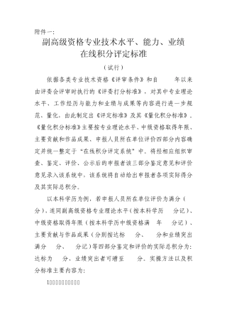 副高级资格专业技术水平、能力、业绩在线积分评定标准
