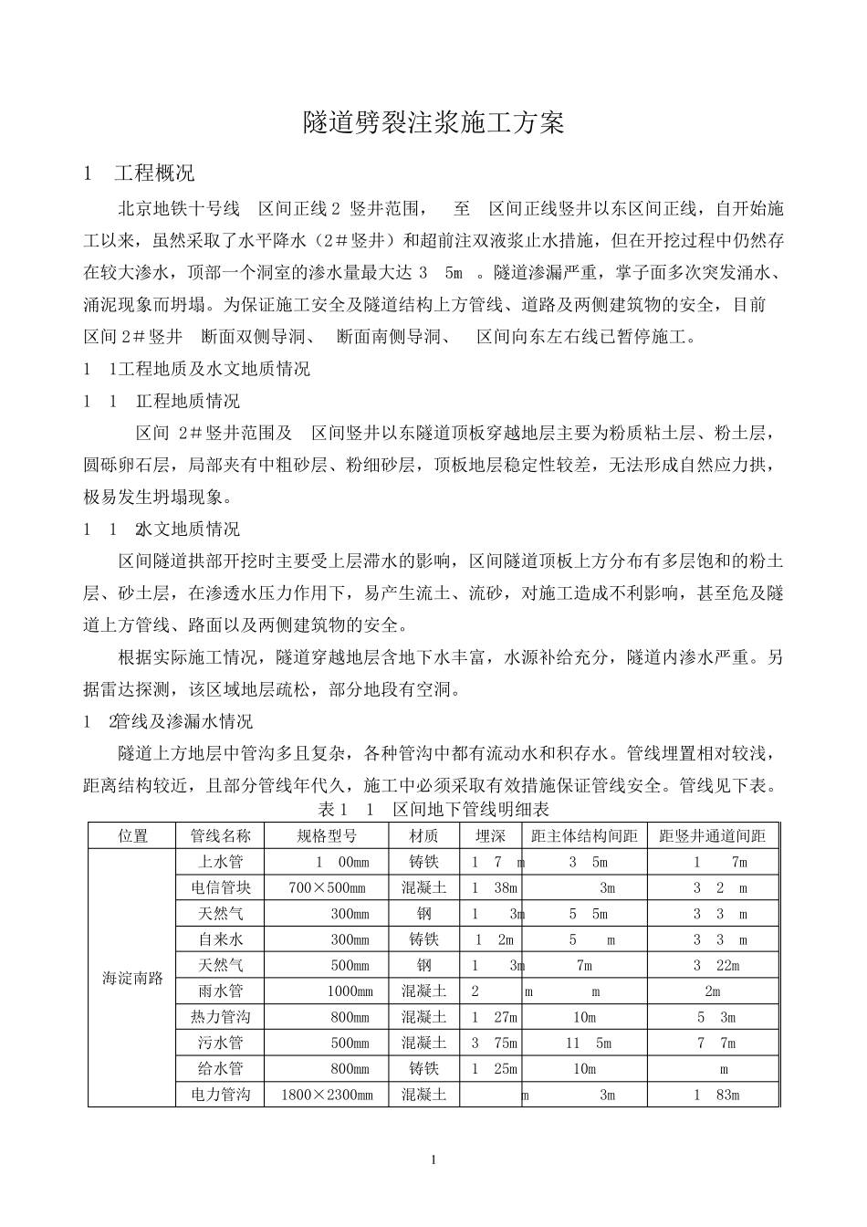 劈裂注浆施工方案_第1页