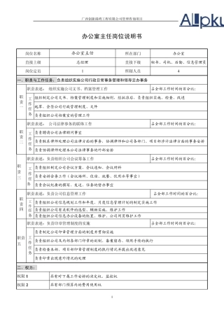 办公室岗位说明书(5岗)v2.1
