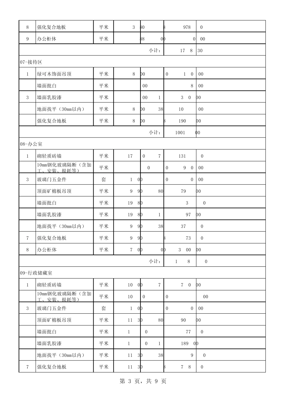 办公室装修报价单_第3页