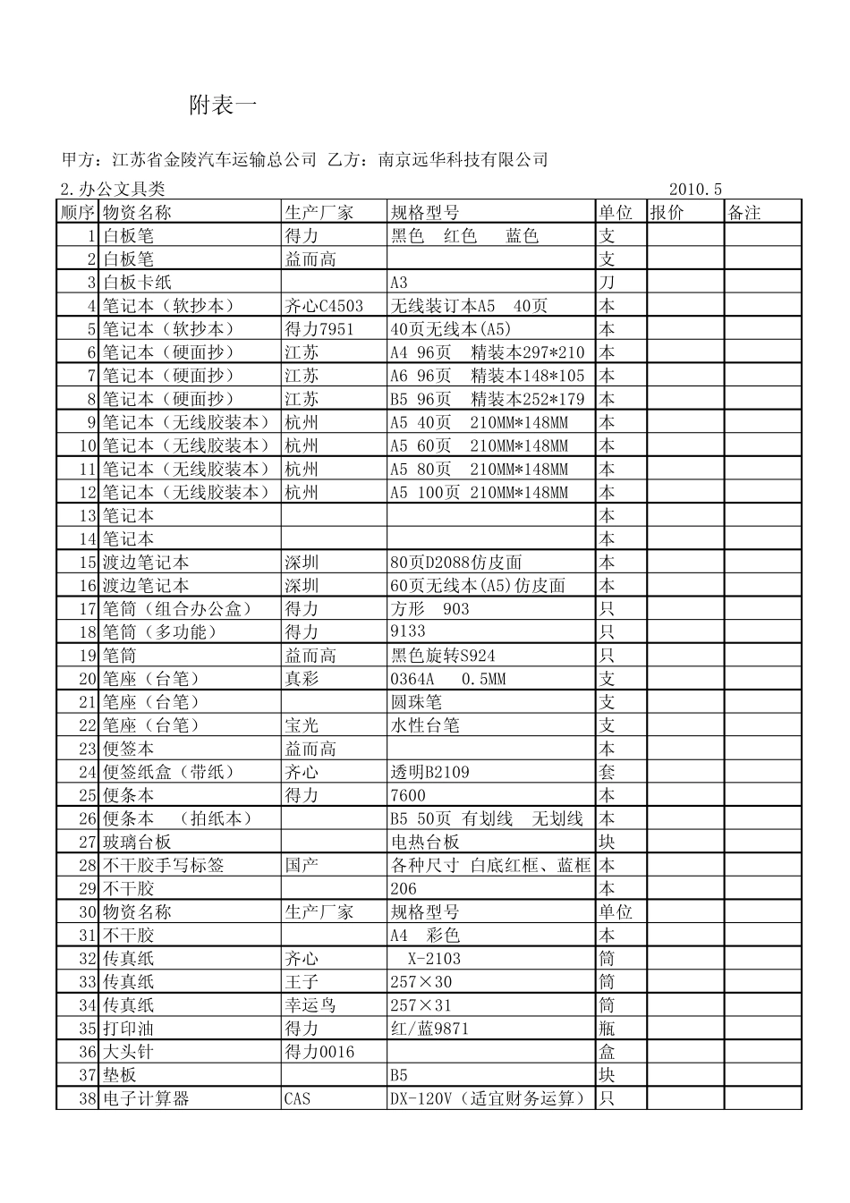 办公文具清单_第1页