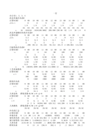 办公楼冷负荷计算表