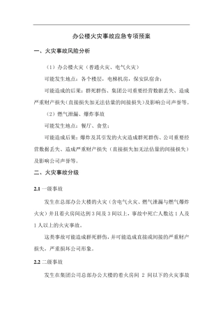 办公楼火灾事故应急预案