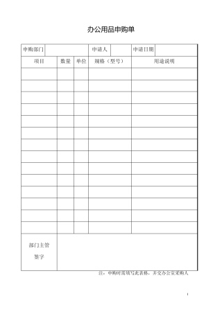 办公用品登记表格
