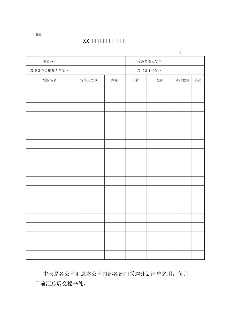 办公用品采购计划系列表_第1页