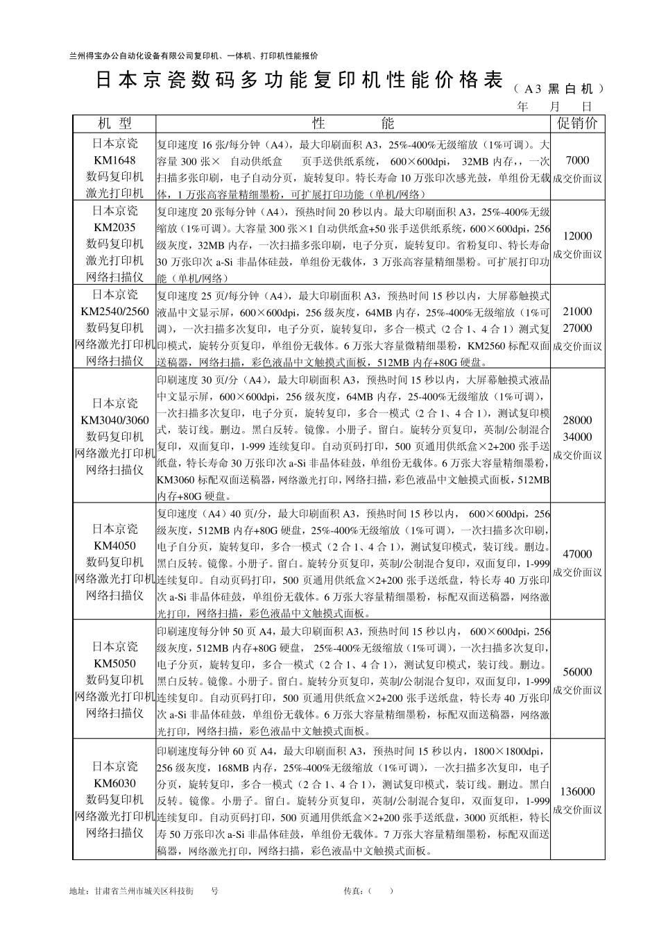 办公设备报价表_第2页