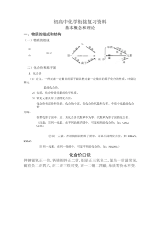 初高中化学衔接素材教案