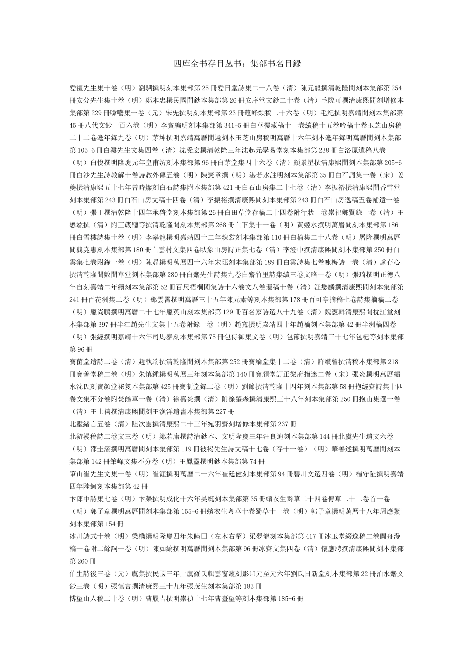 四库全书存目丛书集部书名目录_第1页