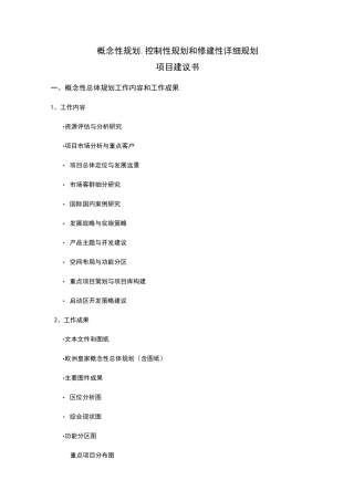 概念性规划-控制性规划和修建性规划-项目建议书