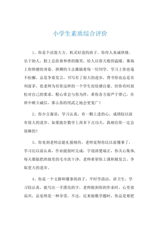 小学生素质综合评价