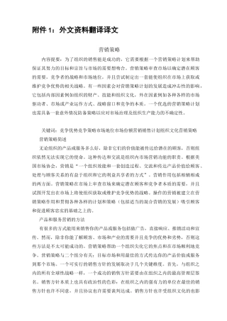 (完整版)外文翻译(营销策略)