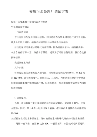 某污水处理厂调试方案