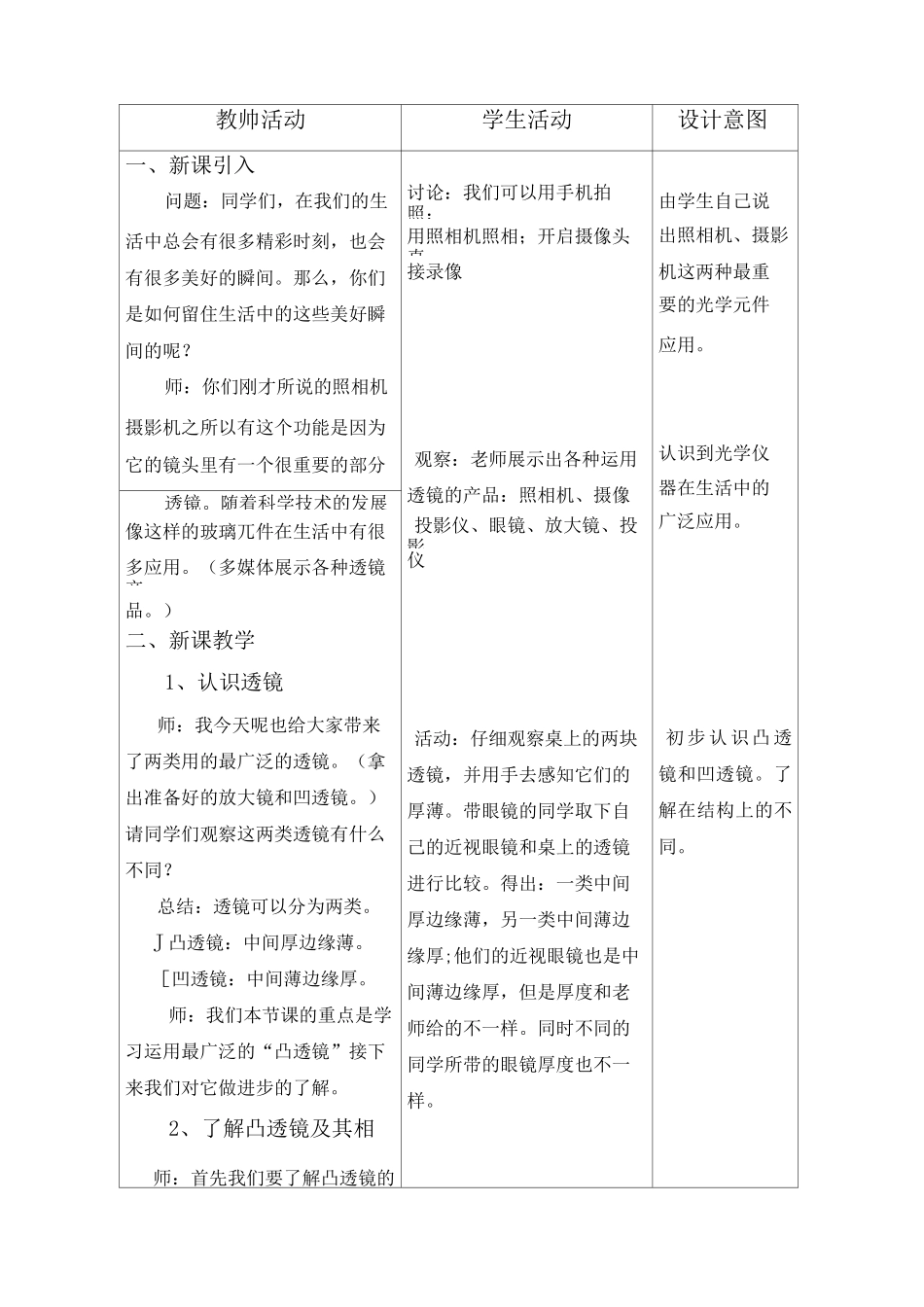 凸透镜成像 (教学设计)_第2页