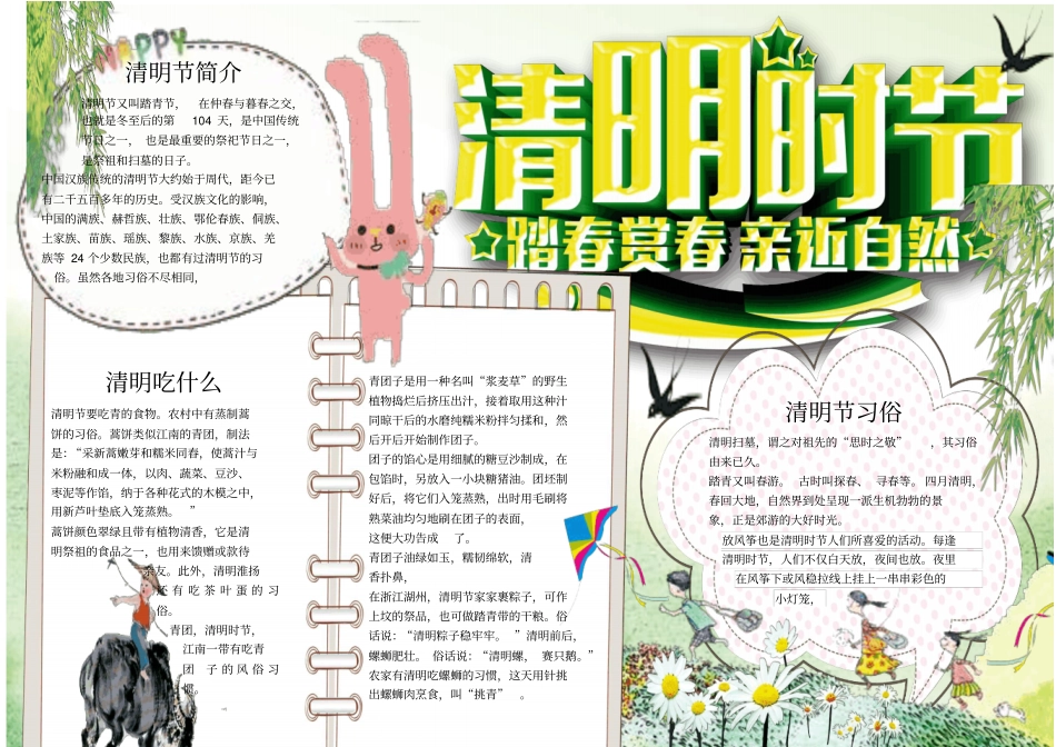 清明节小学生手抄报模板_第1页