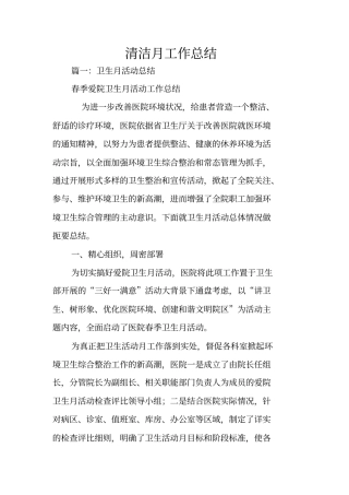 清洁月工作总结