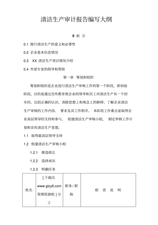 清洁生产审计研究报告编写大纲