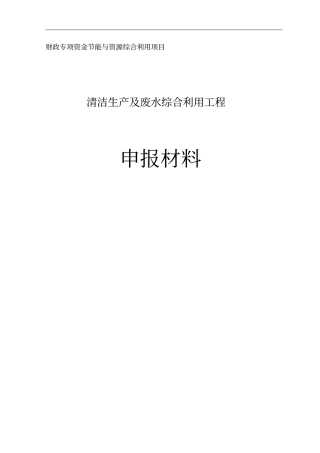 清洁生产资金申请报告