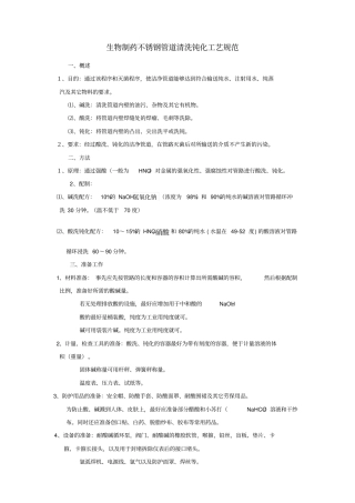 清洗钝化方案生物制药不锈钢管道清洗钝化工艺规范