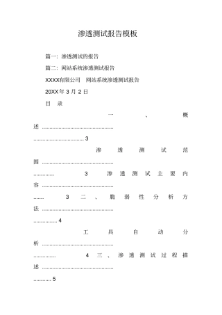 渗透测试报告模板