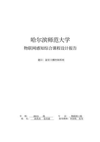温室大棚控制系统-设计报告资料