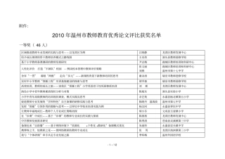 温州教师教育优秀论文评比获