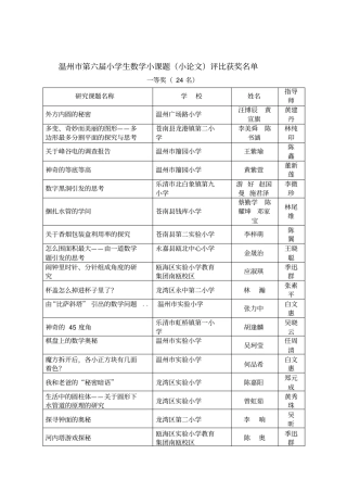 温州第六届小学生数学小课题题目讲解