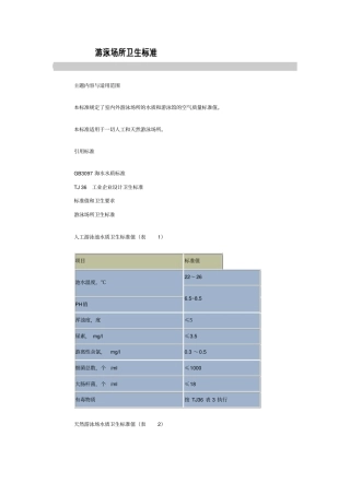 游泳池水质卫生标准