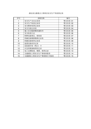 湖北高速公路安全生产及管理表格