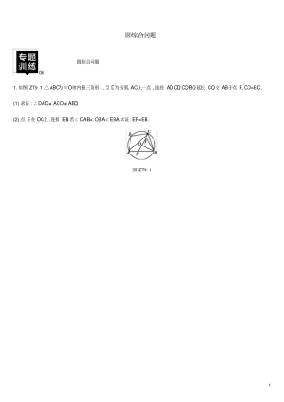 湖南2019年中考数学总复习专题训练06圆综合问题练习