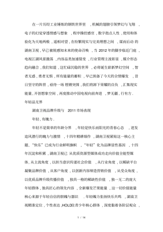 湖南卫视2012招标词