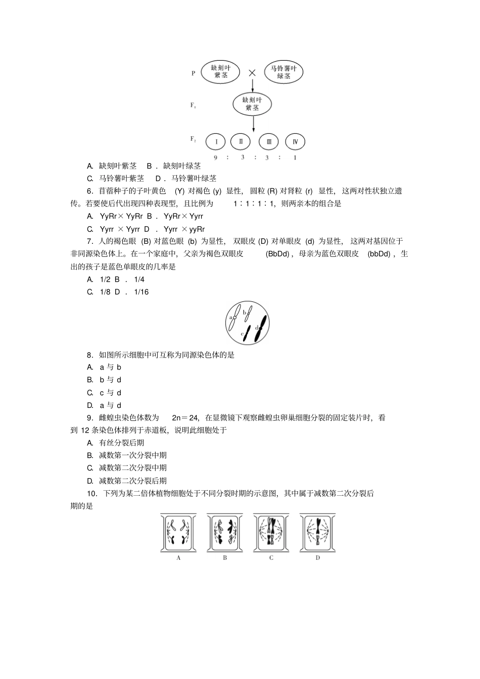 湖南师大附中高一生物下学期末考试试题_第2页