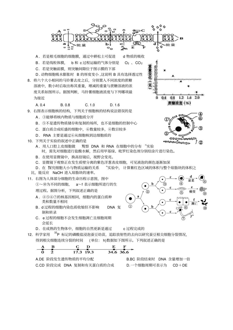 湖南怀化质量监测高三上期中——生物生物_第2页