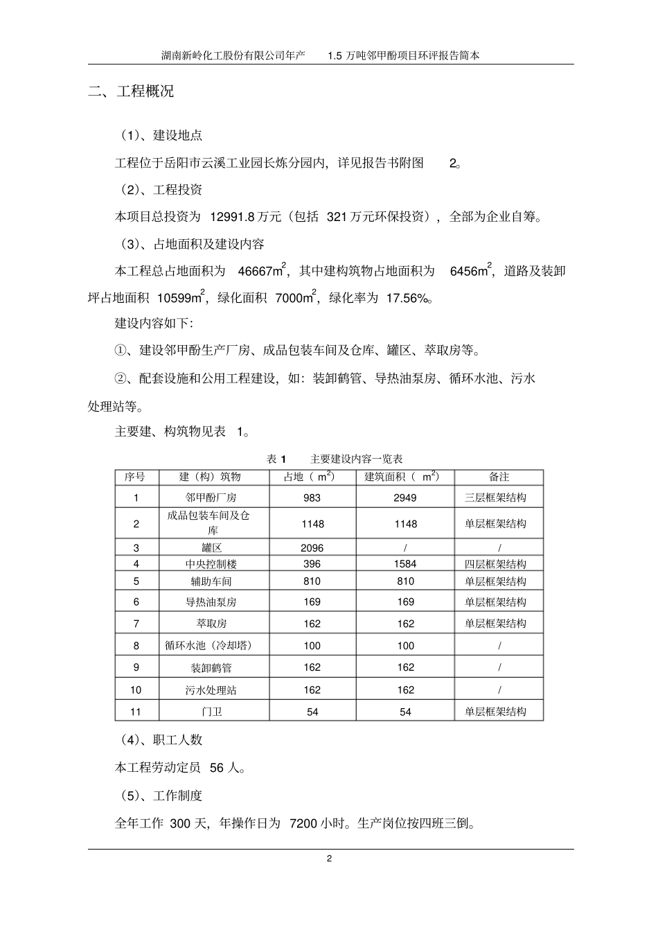 湖南新岭化工股份有限公司年产5万吨邻甲酚项目立项环境影响评价评价报告书_第2页