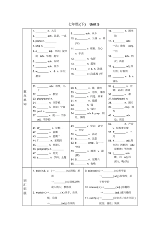 湖南面对面衡阳专用英语基础知识梳理七年级下Uni