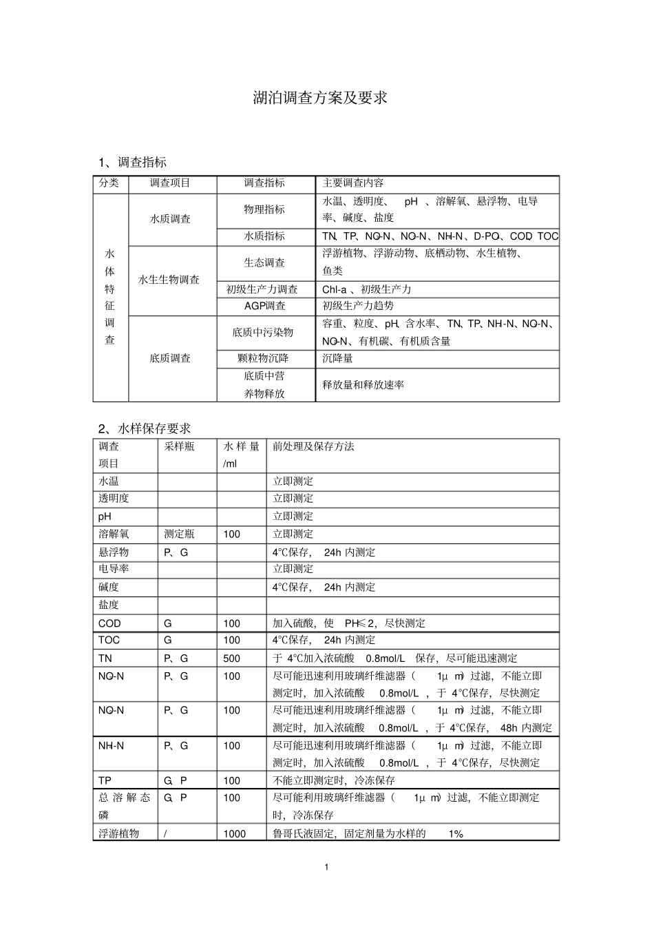 湖泊调查方案及要求_第1页