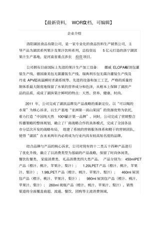 湖滨食品果汁品牌营销策划书4