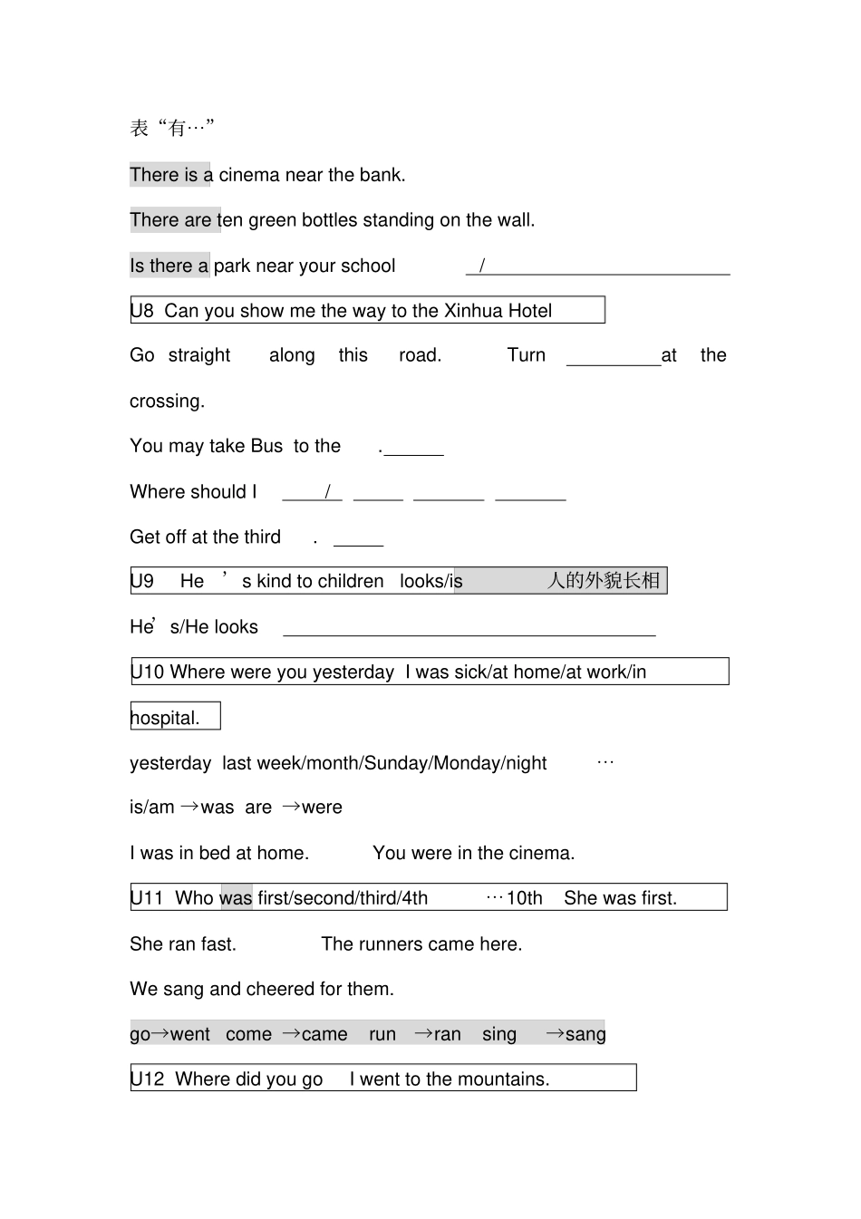 湘少版五年级下册复习_第2页