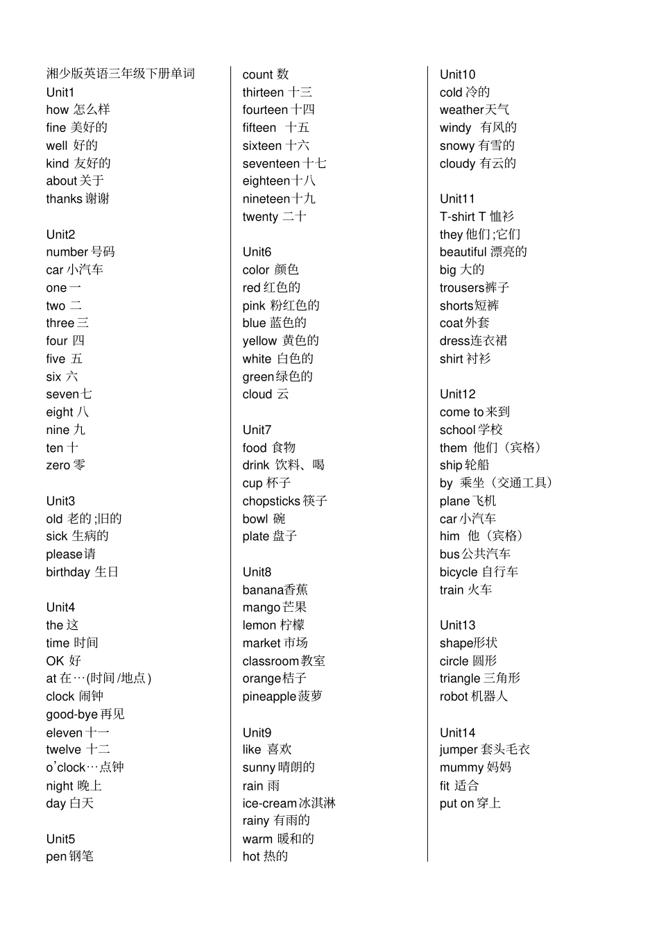 湘少版三至六年级英语单词汇总_第2页