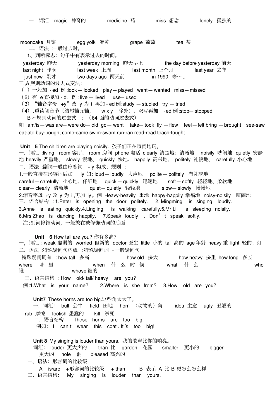湘少版六年级上册英语复习重点_第2页