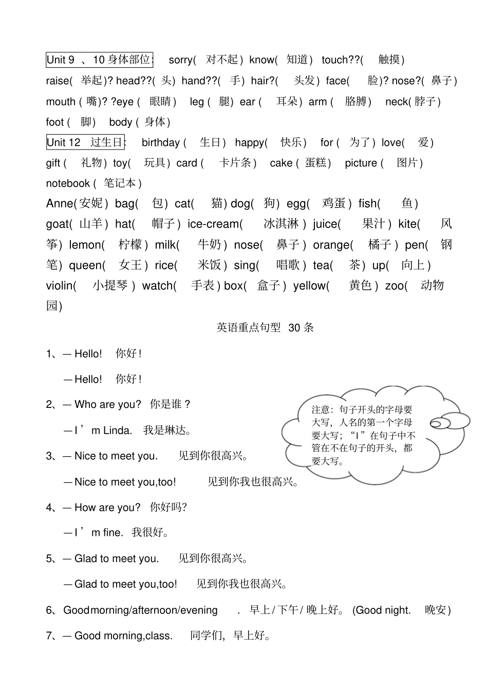 湘少版小学英语三年级上册复习重点_第2页