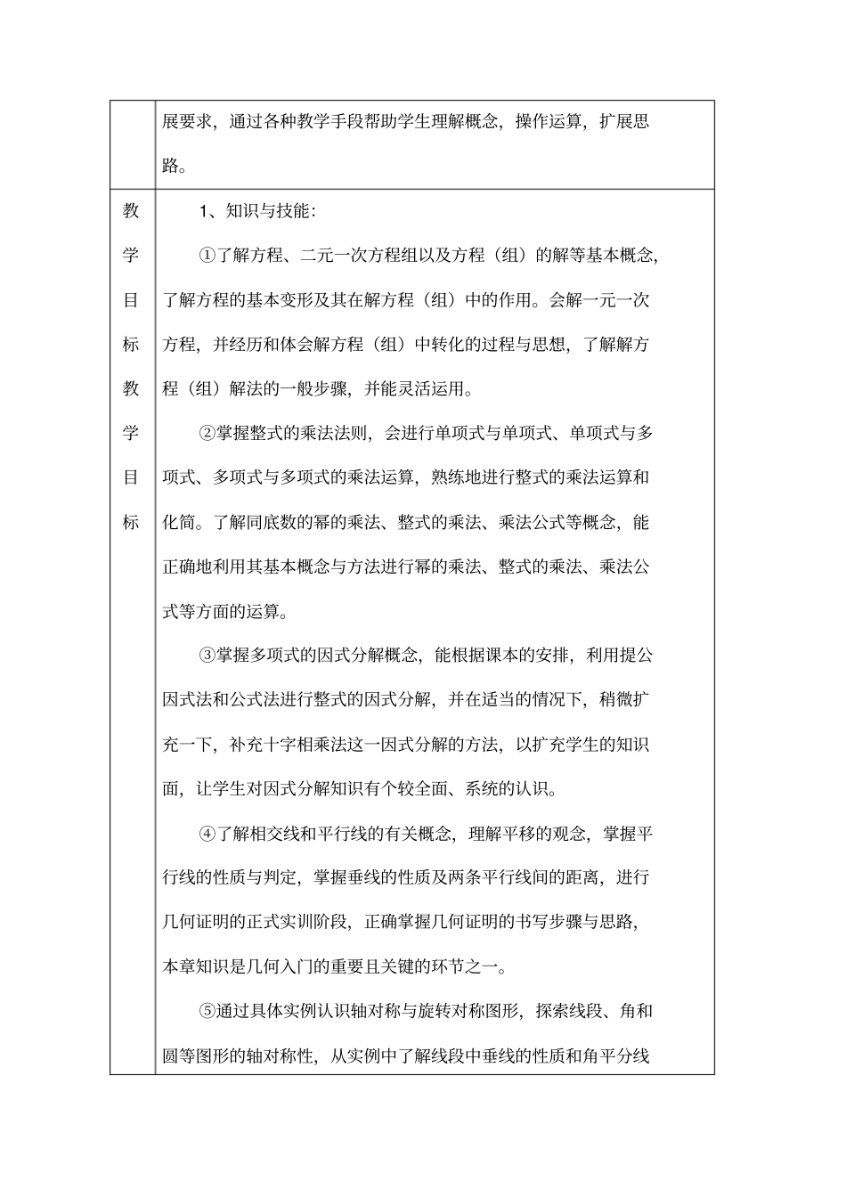湘教版七年级下册数学教学工作计划_第2页