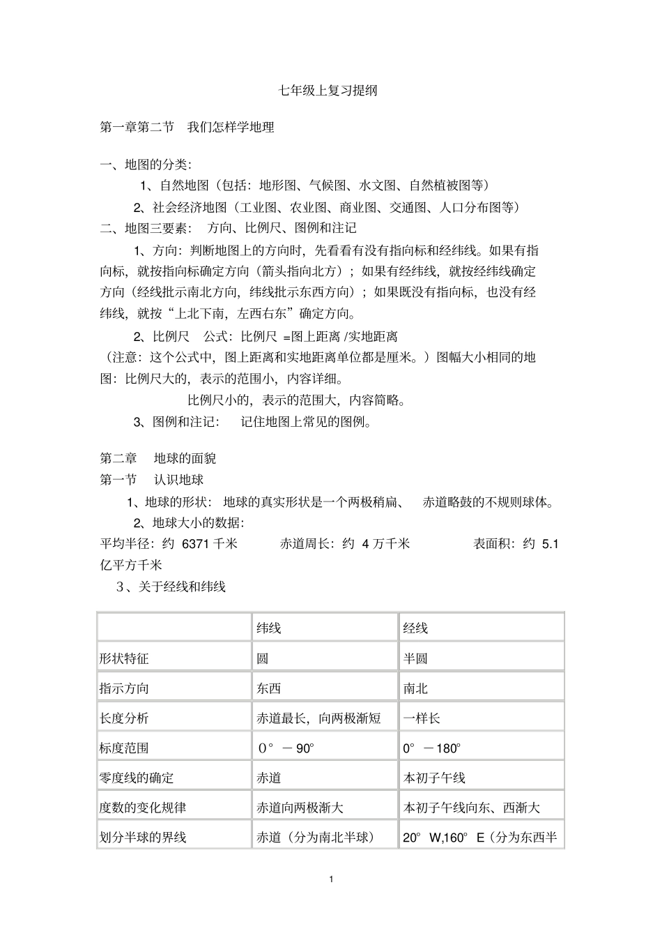 湘教版七年级地理上册复习资料2016讲解_第1页