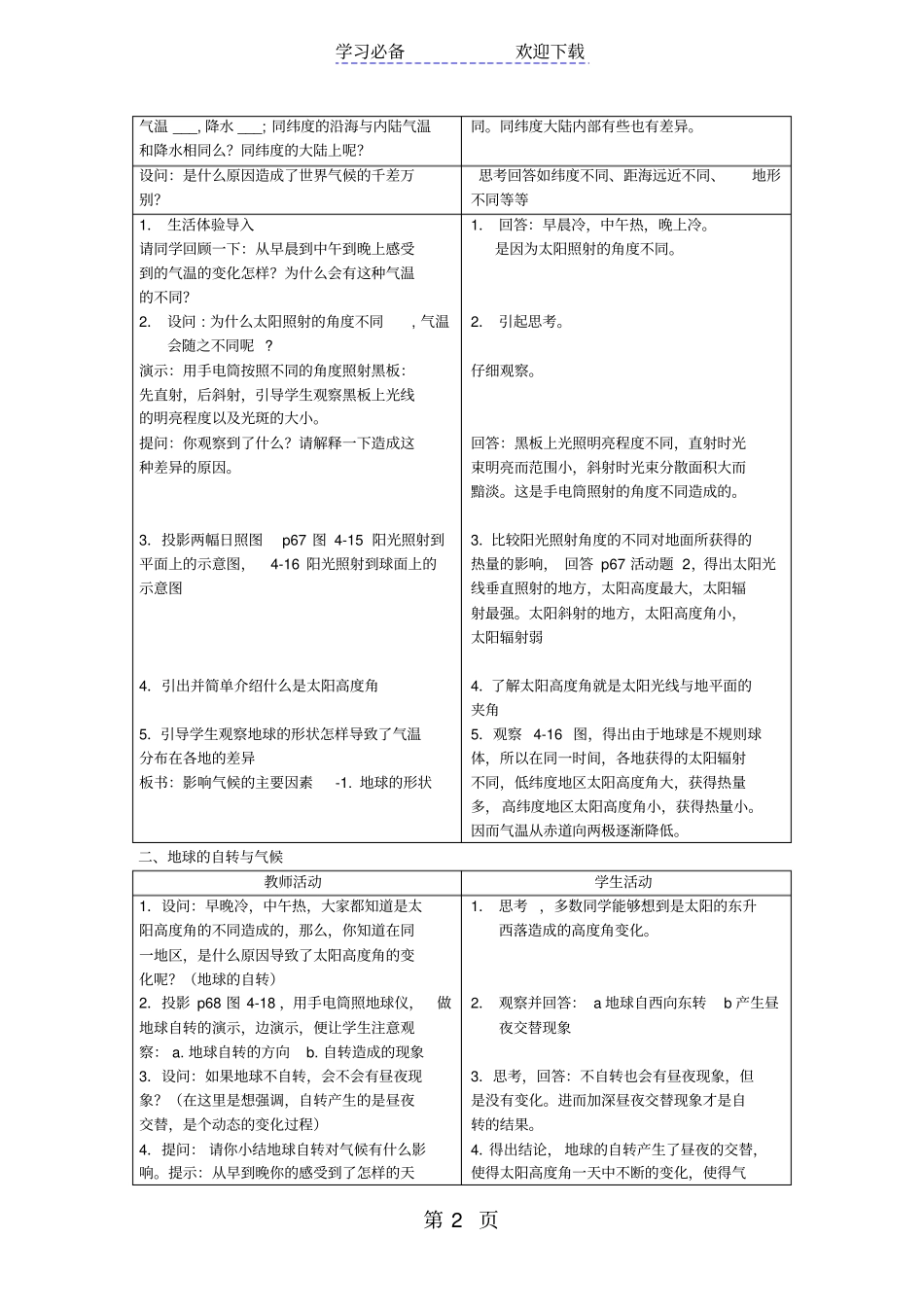 湘教版七年级地理上册影响气候的主要因素教学设计_第2页