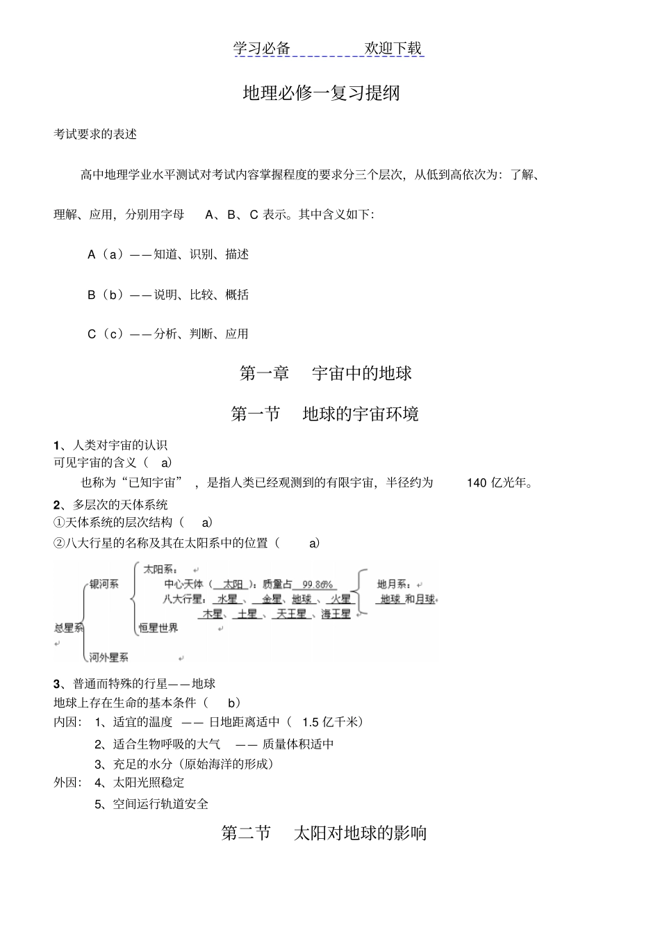 湘教版高中地理复习提纲_第1页