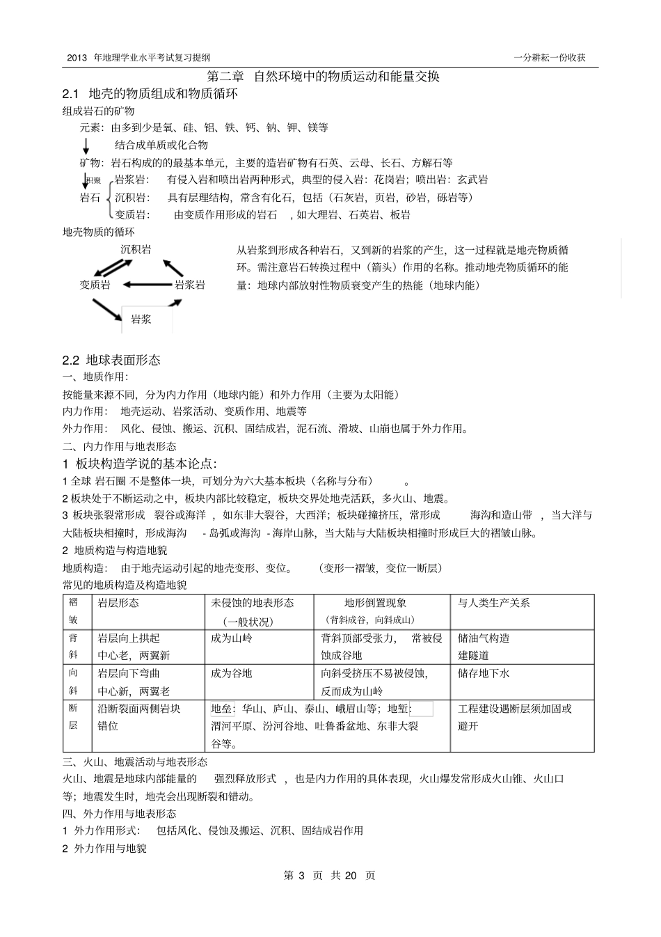 湘教版高中地理必修3册复习提纲_第3页