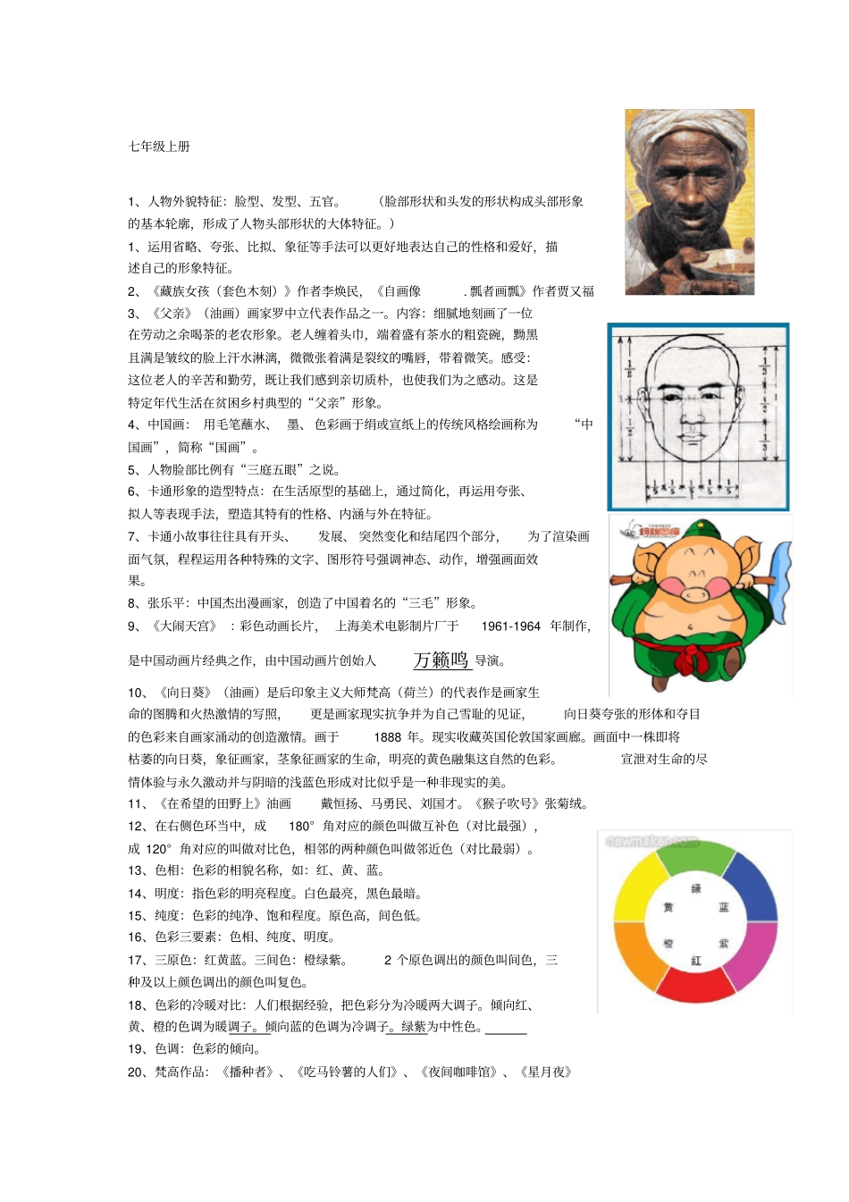 湘版美术七八九年级美术复习资料_第1页